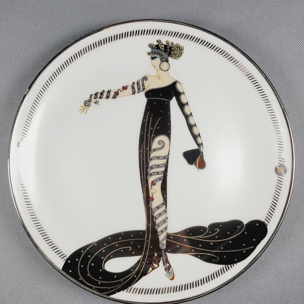 House of Erte La Merveilleuse Franklin Mint Art Deco Plate COA Stand
